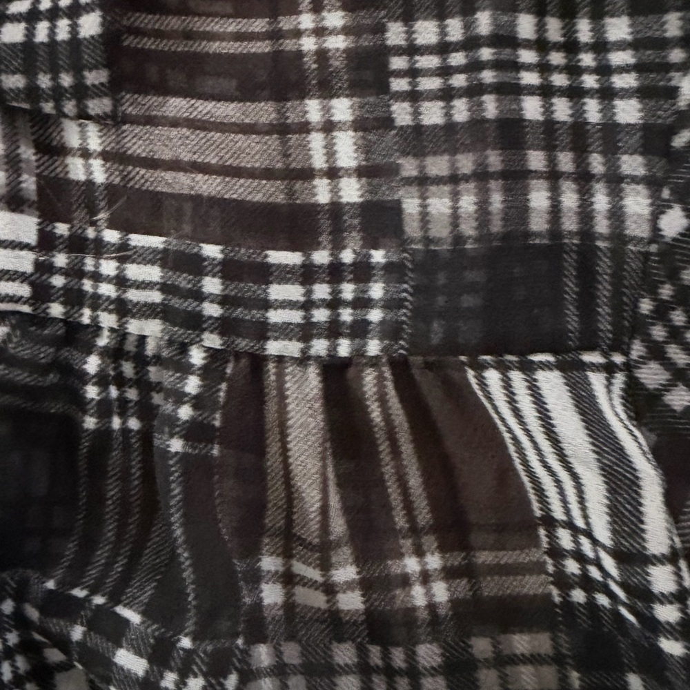 Bcbgeneration Black Gray Plaid Button Down Blouse… - image 3